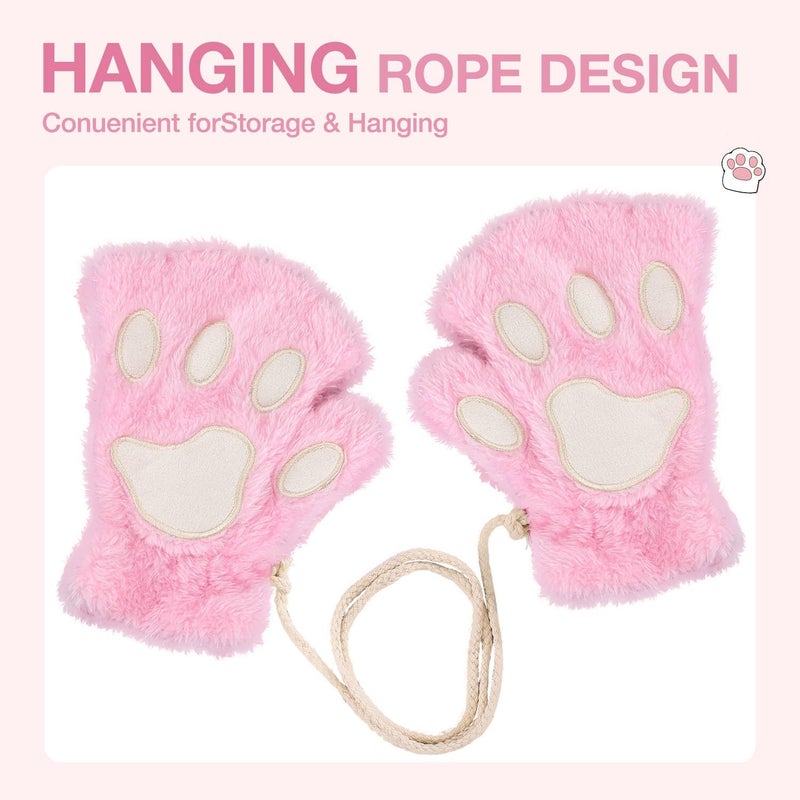 Tiny Chou Cat Paw Gloves for Cosplay Party Halloween Costume Accessories, Winter Fingerless Warm Gloves for Women Girls - Image 3